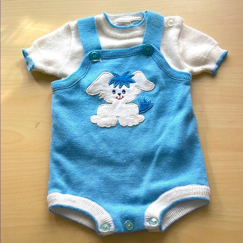 Mine Alone Adorable Blue and White Baby Romper with shirt